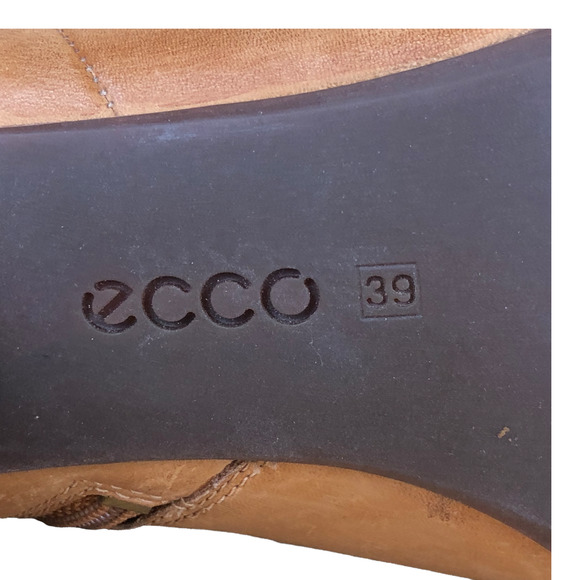 ECCO Leather Ankle Boots Brown Booties with Buckle Detailing Womens size 8 - Picture 10 of 13
